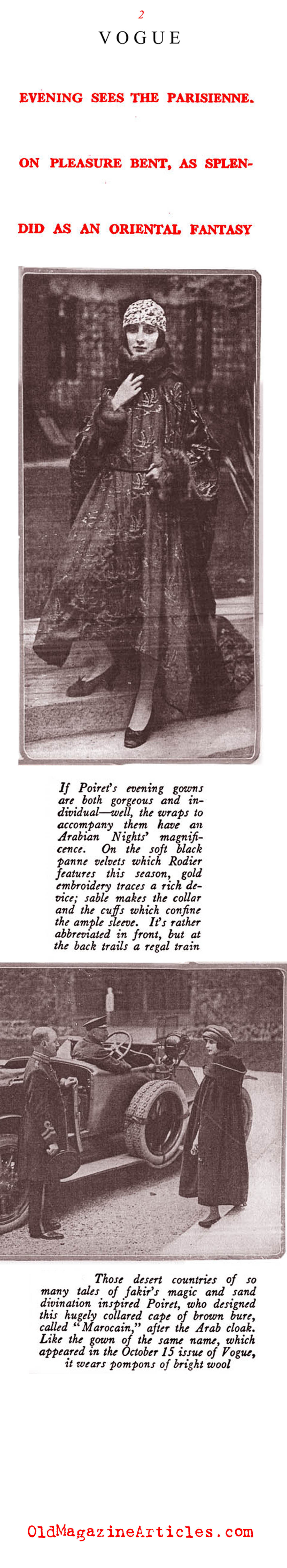 Poiret Wraps and Coats (Vogue Magazine, 1919)